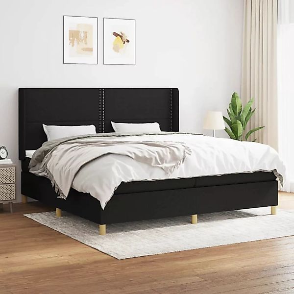 vidaXL Boxspringbett Boxspringbett mit Matratze Schwarz 200x200 cm Stoff Be günstig online kaufen