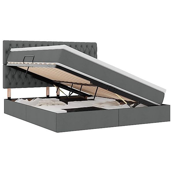 vidaXL Stauraumbett Dunkelgrau 180 x 200 cm Kunstleder 3371860 günstig online kaufen