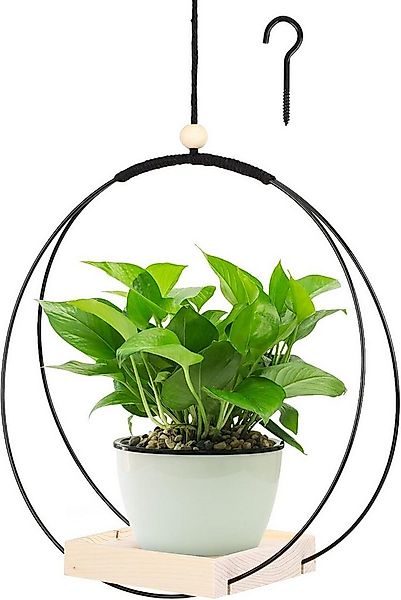 POPOLIC Blumenampel Hängende Pflanzgefäße für Zimmerpflanzen mit Holzsockel günstig online kaufen