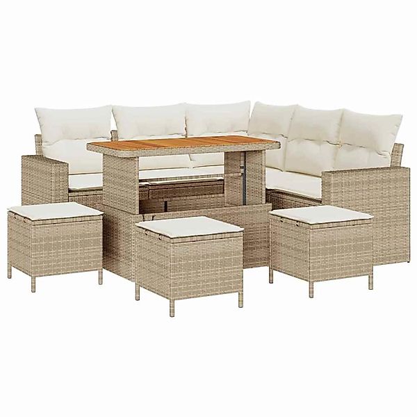 vidaXL Garten-Sofa-Set 9-Tlg Beige Poly Rattan 3361621 günstig online kaufen