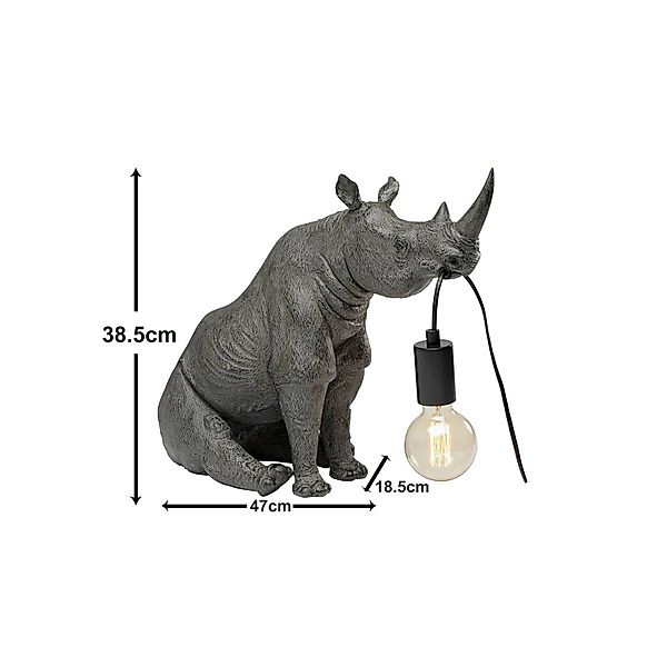 KARE Tischleuchte Sitting Rhino, grau, 39 cm hoch, E27 günstig online kaufen