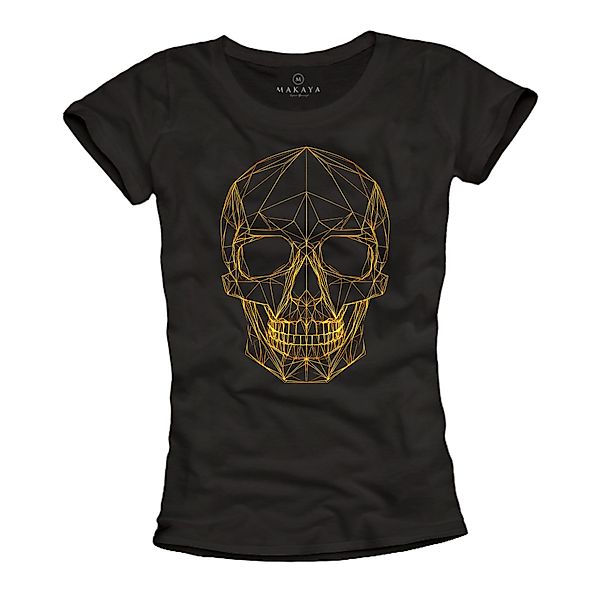 MAKAYA Print-Shirt mit Totenkopf Motiv Goldprint günstig online kaufen