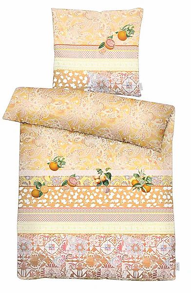 APELT Bettwäsche "Aurora Gots" Paisley Design mit Streifen und Orangen günstig online kaufen