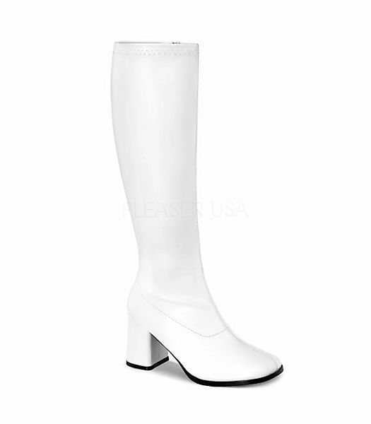 Retro Stiefel GOGO-300WC (Weitschaftstiefel) - PU Weiß (Schuhgröße: EUR 46) günstig online kaufen