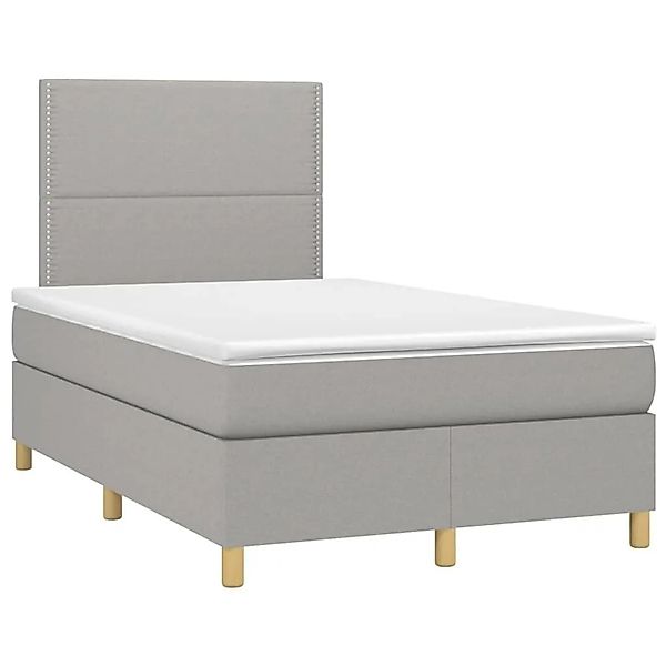 vidaXL Boxspringbett mit Matratze & LED Hellgrau 120x200 cm Stoff 3135341 günstig online kaufen