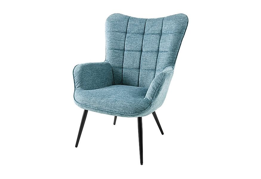riess-ambiente Sessel SCANDINAVIA blau / schwarz - Strukturstoff, Metallbei günstig online kaufen