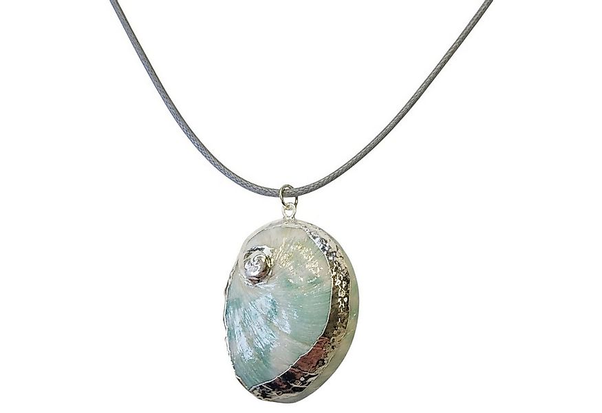 KARMA Kette mit Anhänger Halskette Abalone Muschel Damen Grau Grün (Damenha günstig online kaufen