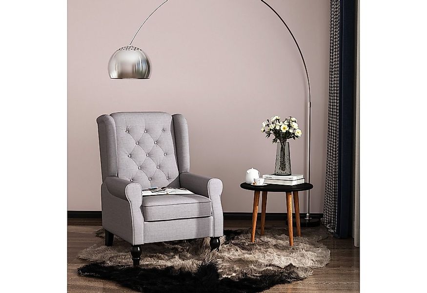HOMCOM Sessel Einzelsessel, Akzentsessel mit Tufting Holzfüße (Ohrensessel, günstig online kaufen