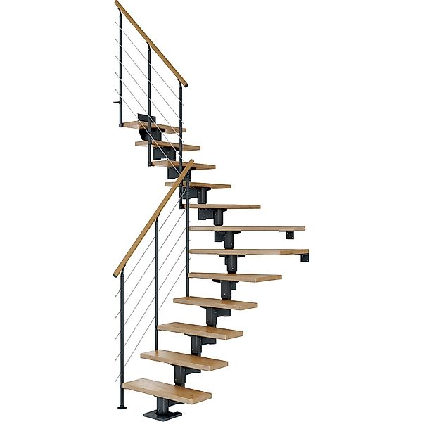 Dolle Mittelholmtreppe Cork Eiche Anthrazit GH b. 270cm 1/4 Gewendelt 75cm günstig online kaufen