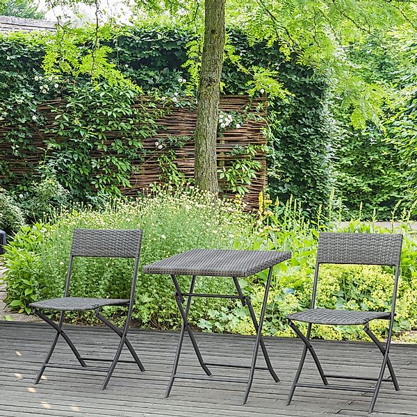 Outsunny Gartenlounge-Set mit 2 Stühle, Tisch, günstig online kaufen