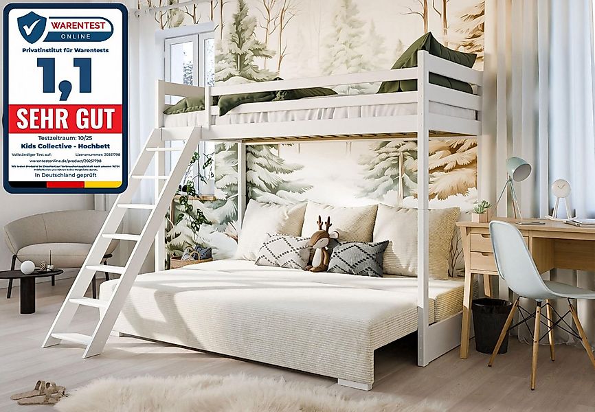 Kids Collective Hochbett 90x200 cm mit Schlafsofa 140x200 cm Couch in Cord- günstig online kaufen