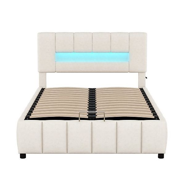 DOPWii Polsterbett 140x200cm Doppelbett,Familienbett,Plattformbett mit LED- günstig online kaufen