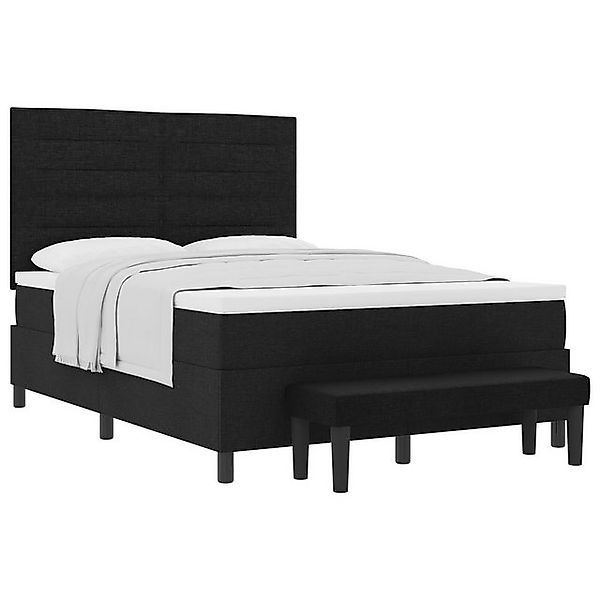 vidaXL Bett Boxspringbett mit Matratze & Bank Schwarz 160x200 cm Stoff (2-t günstig online kaufen