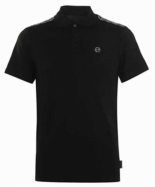 Philip Plein Poloshirt Polohemd mit Tape Streifen PP Hexagon Leder-Patch Sl günstig online kaufen