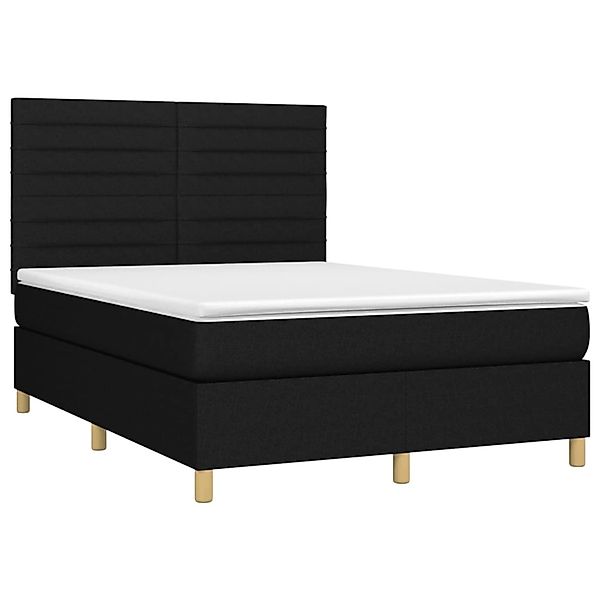 vidaXL Boxspringbett mit Matratze & LED Schwarz 140x200 cm Stoff 3135519 günstig online kaufen