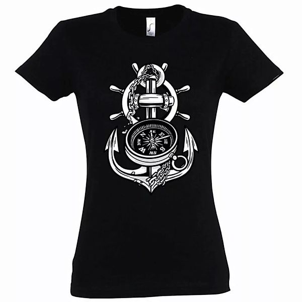 Youth Designz T-Shirt Anker Kompass Damen T-Shirt mit trendigem Frontprint günstig online kaufen