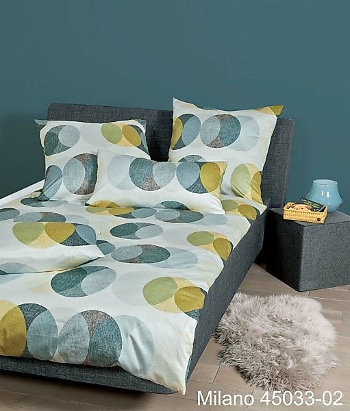 Janine Janine Mako-Satin Bettwäsche MILANO 45033 mineralblau goldoliv Größe günstig online kaufen