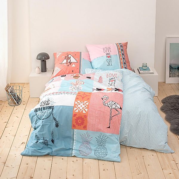MTOnlinehandel Bettwäsche Traumfänger Flamingo 135x200 + günstig online kaufen