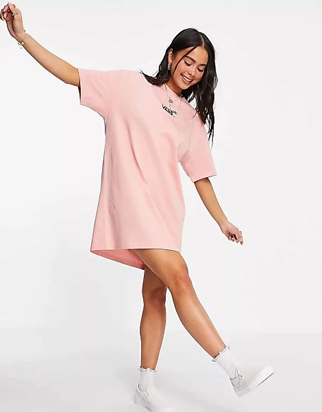 Vans – Center V – T-Shirtkleid in Koralle-Rosa günstig online kaufen
