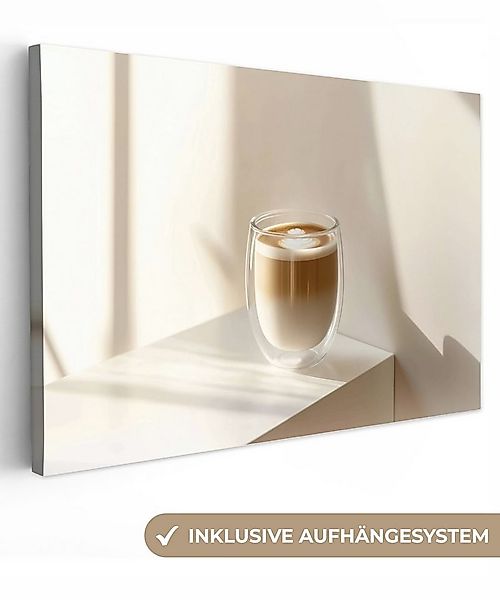 OneMillionCanvasses® Leinwandbild Becher - Latte - Minimalistisch - Schatte günstig online kaufen