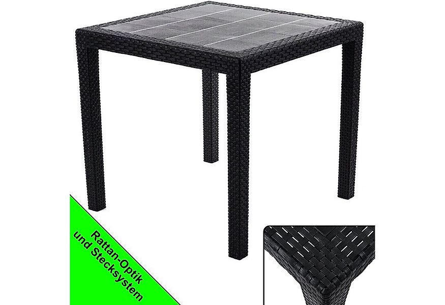 Progarden Gartentisch Anthrazit Rattanoptik Kunststoff Bistro 80 x 80 cm (P günstig online kaufen