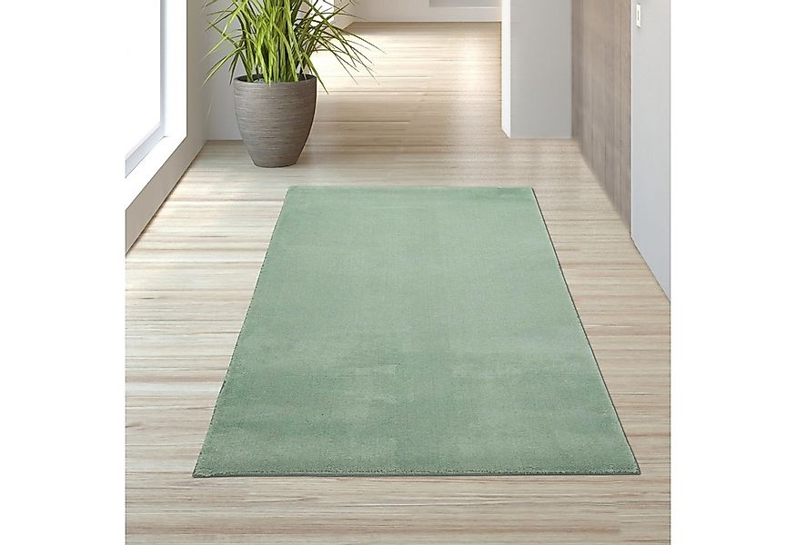 TeppichHome24 Teppich Shaggy Teppich mit Hoch- & Langflor, waschbar, in grü günstig online kaufen