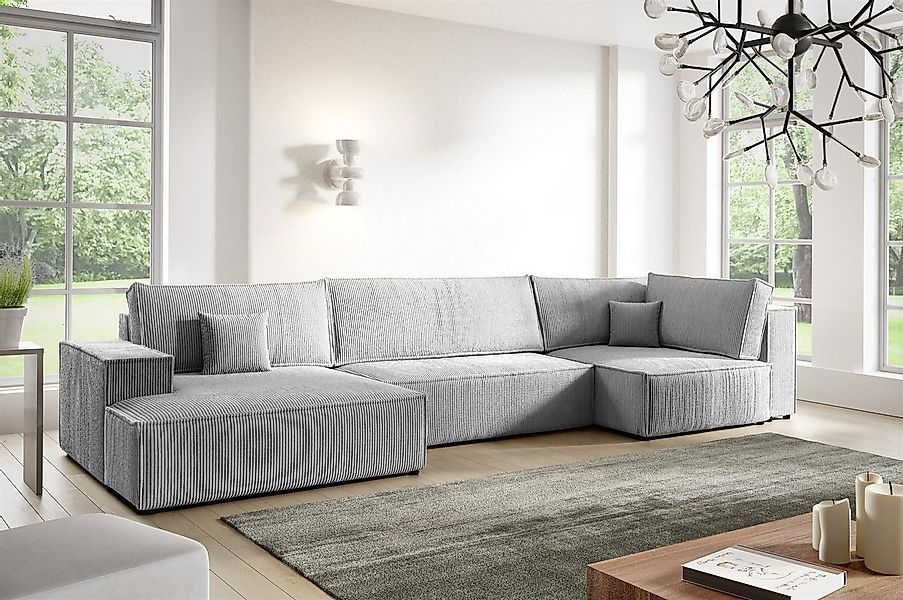 Fun Möbel Wohnlandschaft Sofa CORUNIA mit Schlaffunktion und Ottomane in St günstig online kaufen