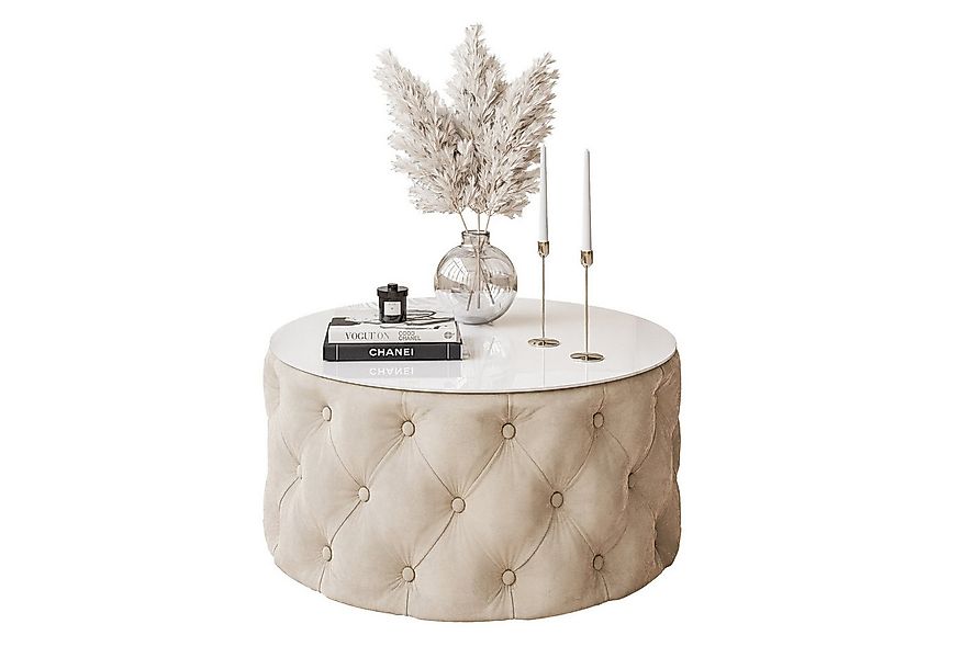 Lookway Couchtisch CHESTERFIELD 70 cm runder gepolsterter couchtisch günstig online kaufen