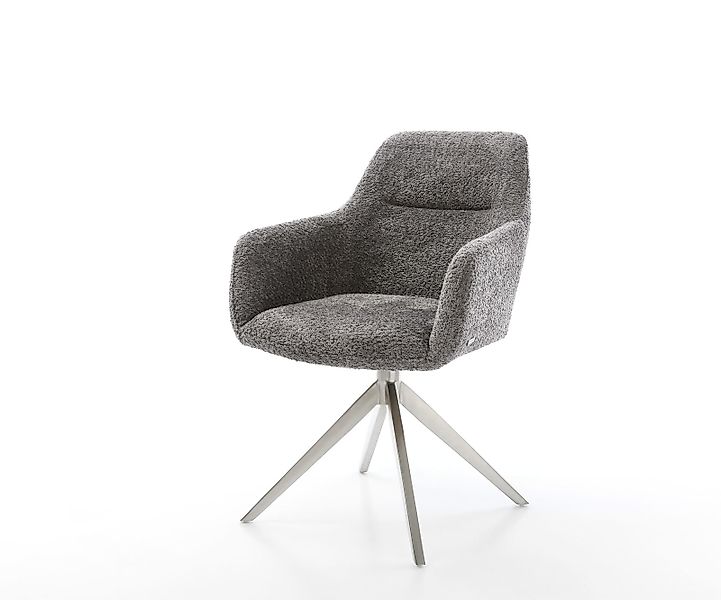 Drehstuhl Pejo-Flex Bouclé Grau Kreuzgestell breit Edelstahl 360° drehbar W günstig online kaufen