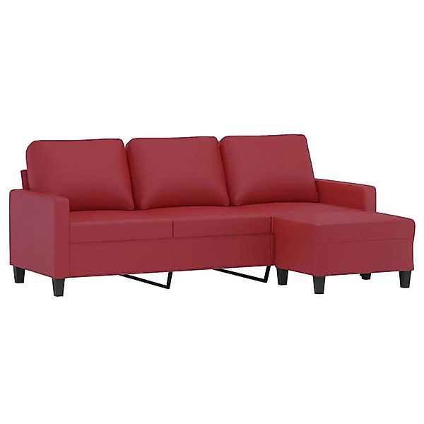 vidaXL 3-Sitzer-Sofa mit Hocker Weinrot 180 cm Kunstleder 3201027 günstig online kaufen