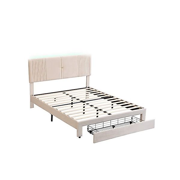 Gotagee Polsterbett Multifunktionales Doppelbett USB-Buchse Schublade Samts günstig online kaufen