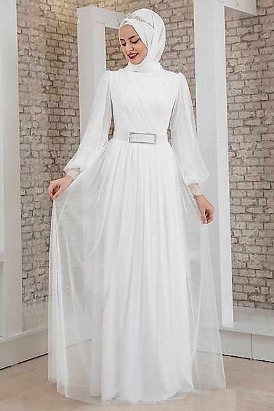 fashionshowcase Maxikleid Damen Kleid aus Tüll - Abiye Abaya - Modest Fashi günstig online kaufen