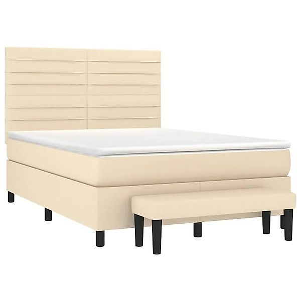 vidaXL Boxspringbett mit Matratze Creme 140x200 cm Stoff 3136682 günstig online kaufen