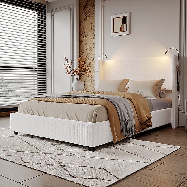 Furnishings Home Polsterbett Stauraumbett Doppelbett LED günstig online kaufen