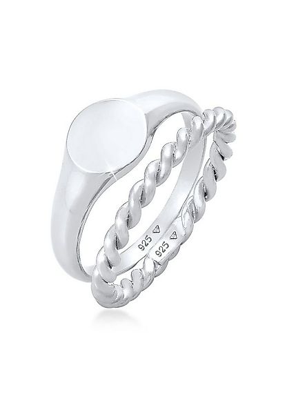 Elli Ring-Set Siegelring Basic Bandring Twist 2er Set 925 Silber günstig online kaufen