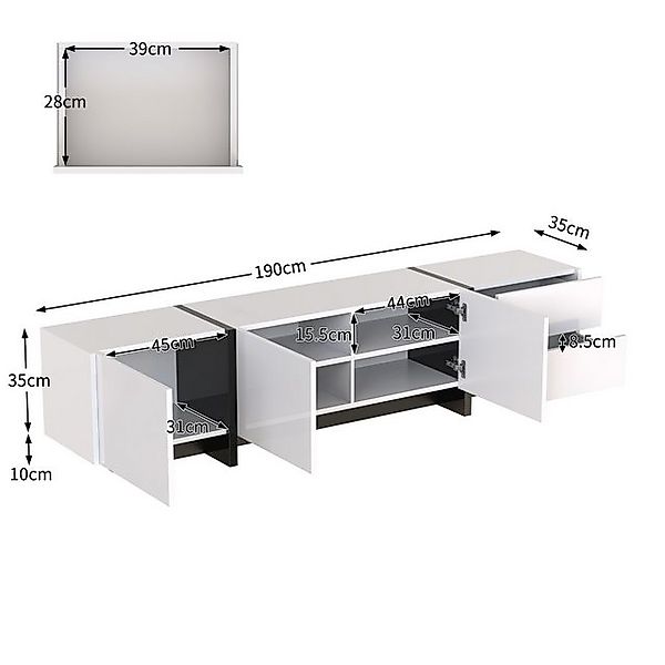 Furnishings Home TV-Schrank TV-Schrank lowboard Panel mit Beinen in Hochgla günstig online kaufen