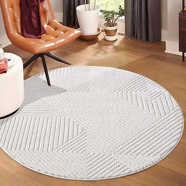 Carpet City Teppich "LOUNGE 0632" rund 15 mm Höhe Kurzflor-Teppich Modern, günstig online kaufen