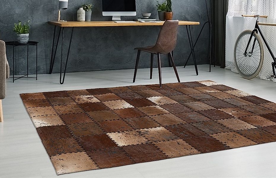 my home Lederteppich Toska, rechteckig, Höhe: 5 mm, Wohnzimmer günstig online kaufen