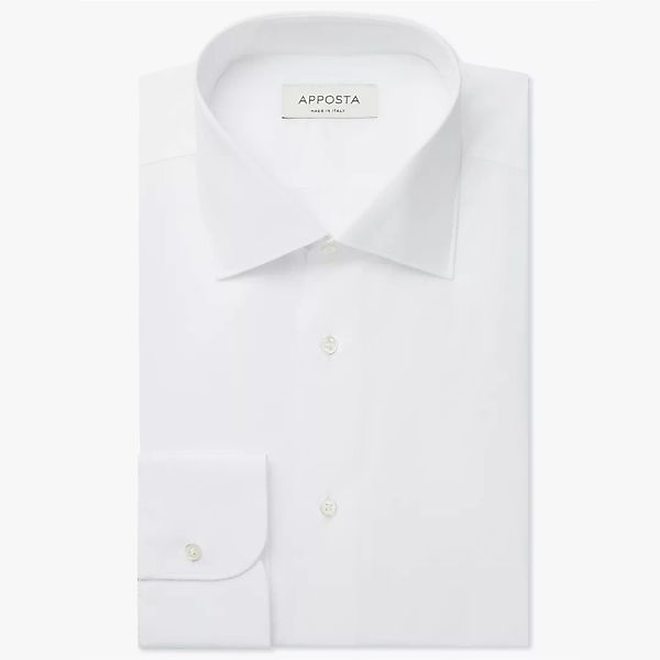 Hemd  einfarbig  weiß baumwolle stretch popeline, kragenform  halb-gespreiz günstig online kaufen