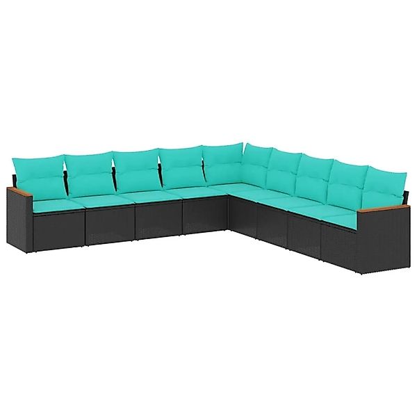 vidaXL 9-Tlg Gartensofa-Set mit Kissen Schwarz Polyrattan 3226057 günstig online kaufen