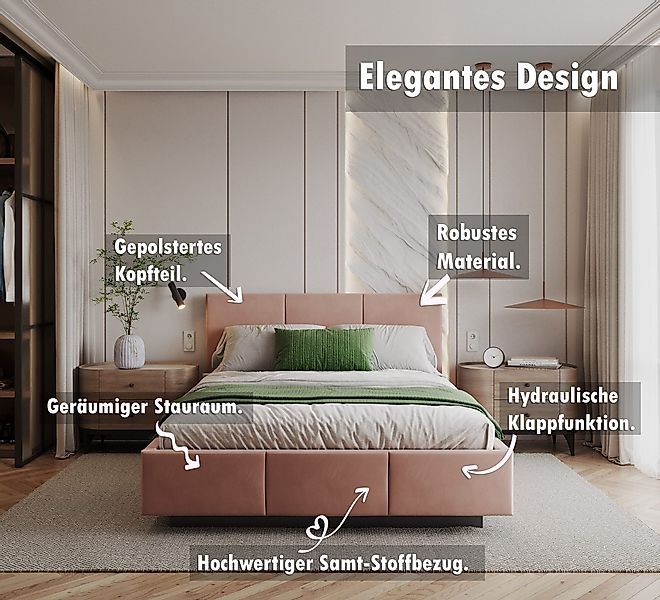 thematys Polsterbett Stauraumbett aus Velours 90x200, günstig online kaufen