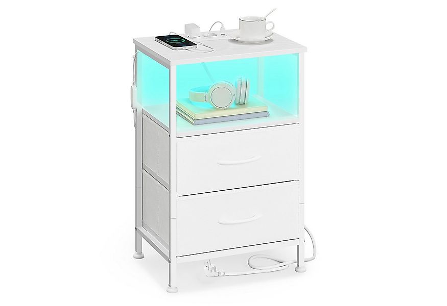 SONGMICS Nachttisch, mit Ladestation, Beistelltisch mit App-gesteuerter, LE günstig online kaufen