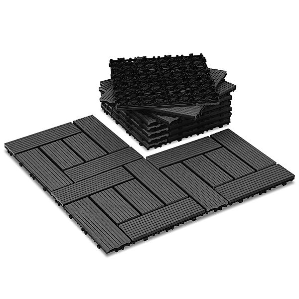 Clanmacy Holzfliesen WPC Klickfliesen Terrassenfliesen Balkonfliesen günstig online kaufen