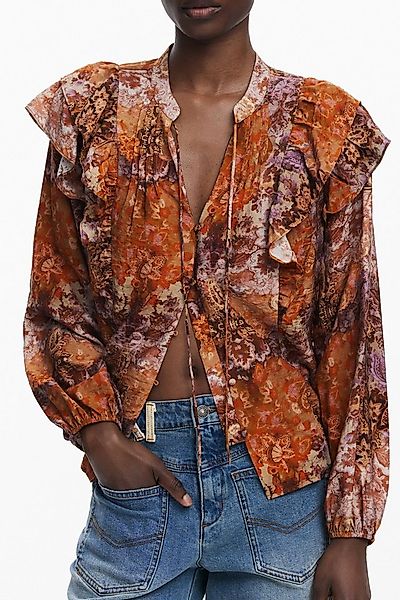 Desigual Blusenshirt Orange Damenbluse: Langärmelig, V-Ausschnitt & günstig online kaufen