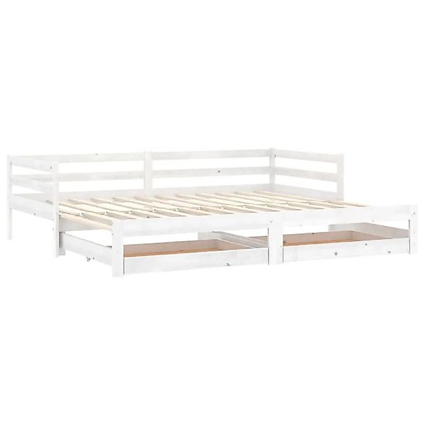 vidaXL Ausziehbares Tagesbett 2x 90x200 cm Weiß Massivholz Kiefer 3083695 günstig online kaufen