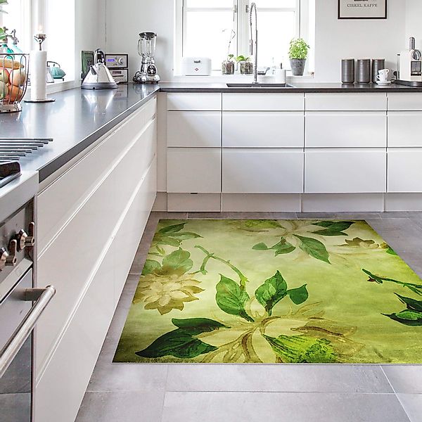 Vinyl-Teppich Green Blossoms günstig online kaufen