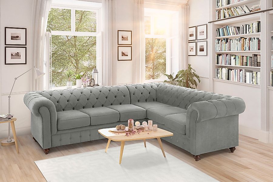 Home affaire Chesterfield-Sofa »Duc Ecksofa L-Form«, hochwertige Knopfheftu günstig online kaufen