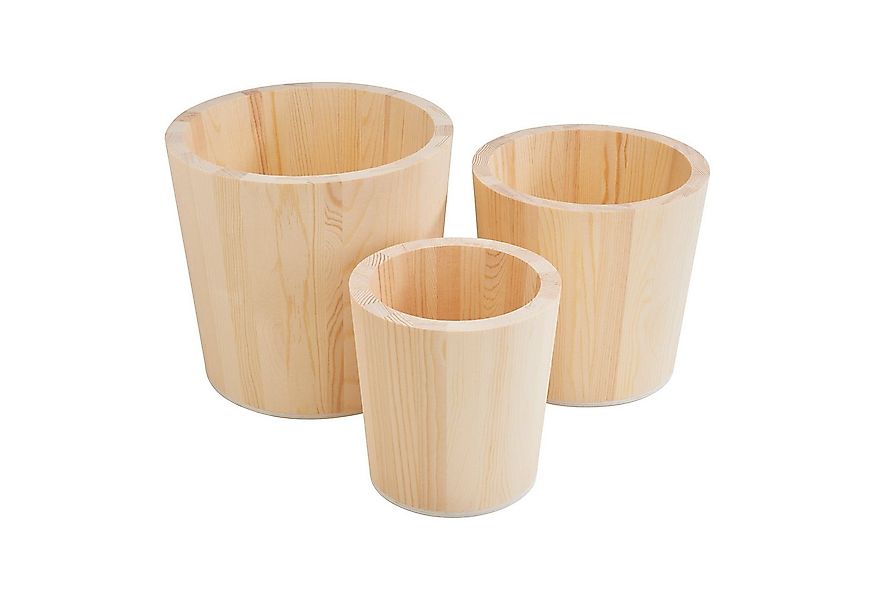 VBS Blumentopf Holz-Pflanztöpfe, 3er-Set, Kiefernholz günstig online kaufen