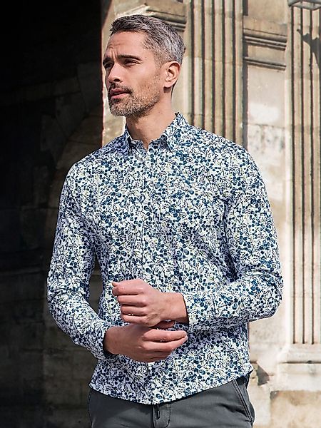 LERROS Langarmhemd LERROS Floral-bedrucktes Herrenhemd mit günstig online kaufen