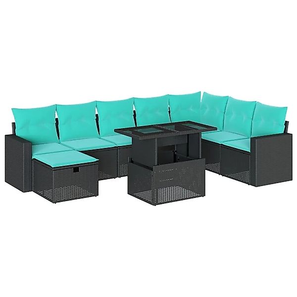 vidaXL 9-Tlg Gartensofa-Set mit Kissen Schwarz Polyrattan 3274867 günstig online kaufen